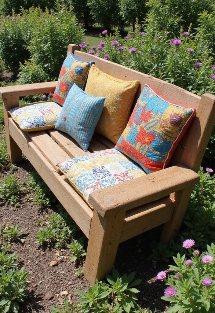 20 Stunning DIY Garden Decor Ideas That Will Make Your Neighbors Green with Envy! - 13. Charming Garden Bench