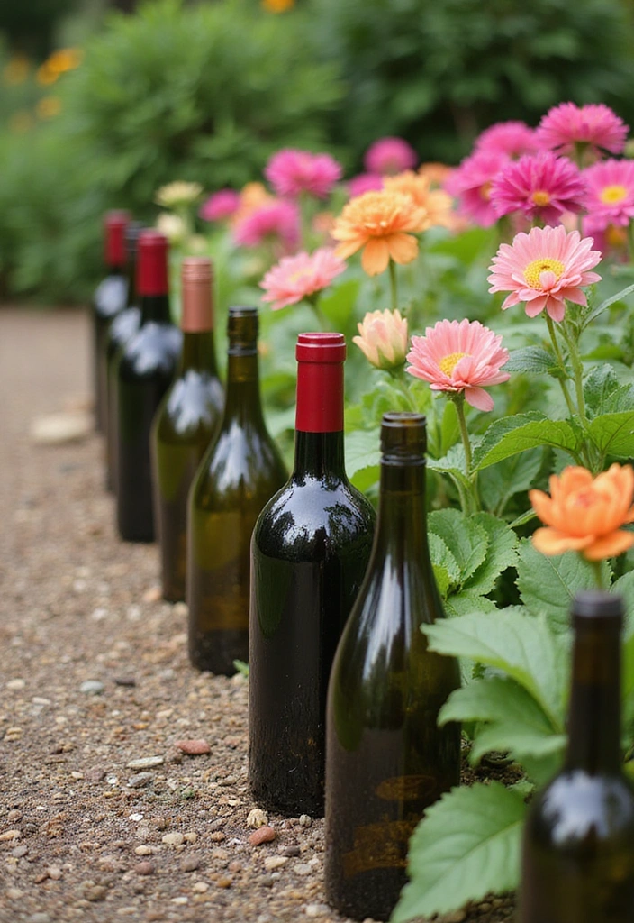20 Stunning DIY Garden Decor Ideas That Will Make Your Neighbors Green with Envy! - 6. Wine Bottle Edging