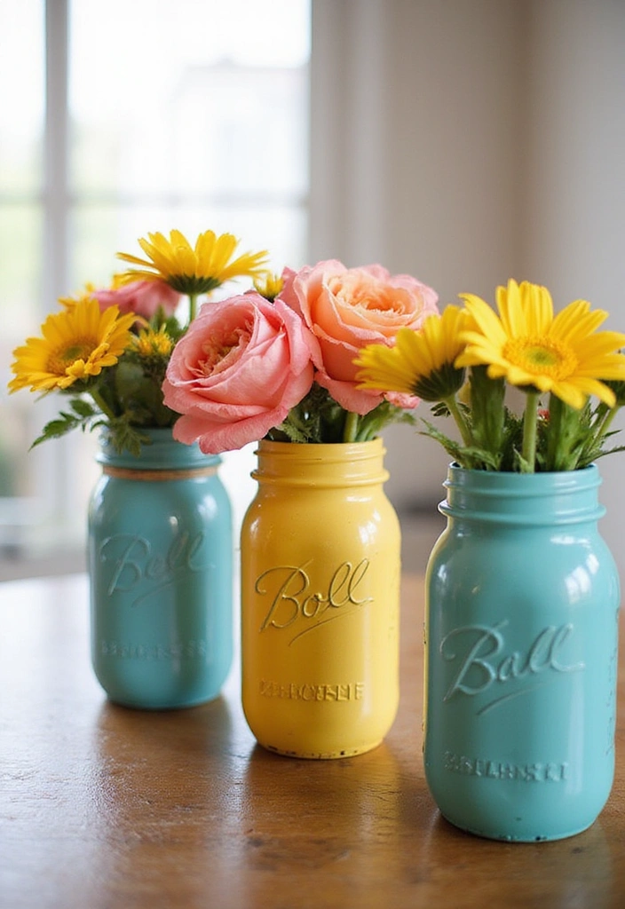 25 Stunning DIY Home Decor Ideas That'll Transform Your Space on a Budget! - 1. Upcycled Mason Jar Vases
