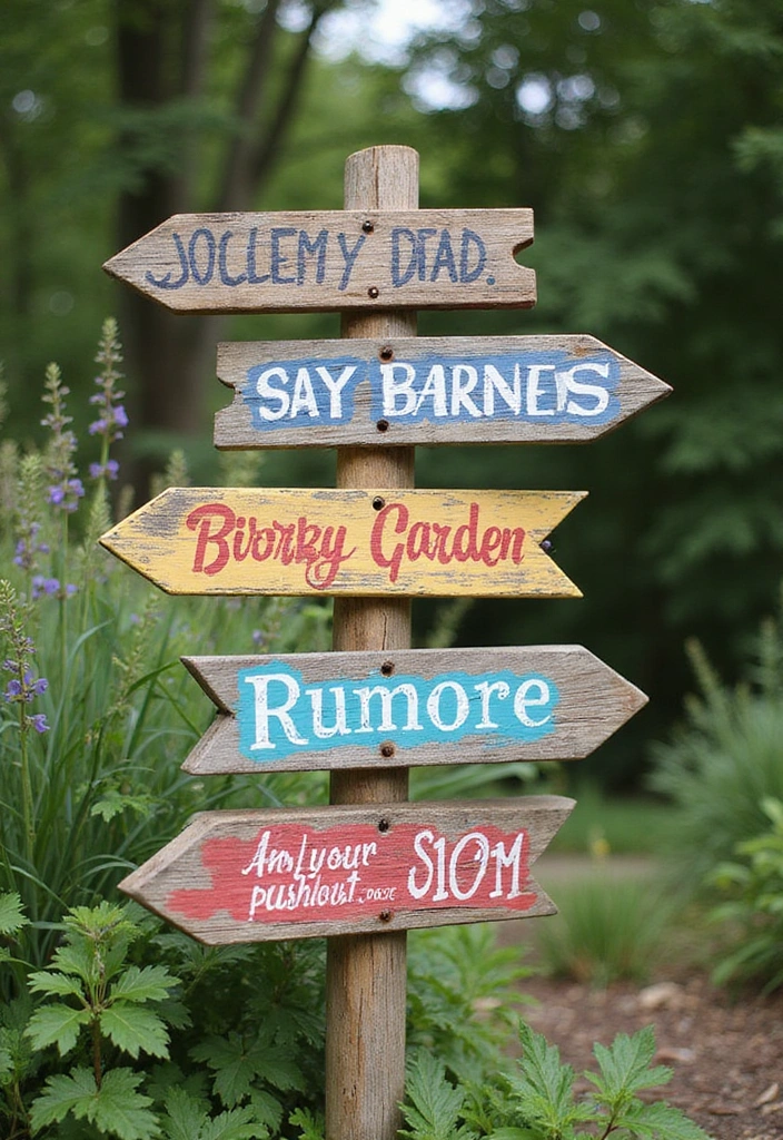 20 Stunning DIY Garden Decor Ideas That Will Make Your Neighbors Green with Envy! - 15. DIY Garden Signposts