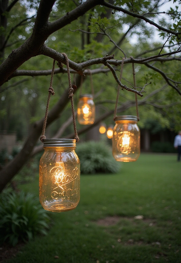 20 Stunning DIY Garden Decor Ideas That Will Make Your Neighbors Green with Envy! - 1. Upcycled Mason Jar Lanterns
