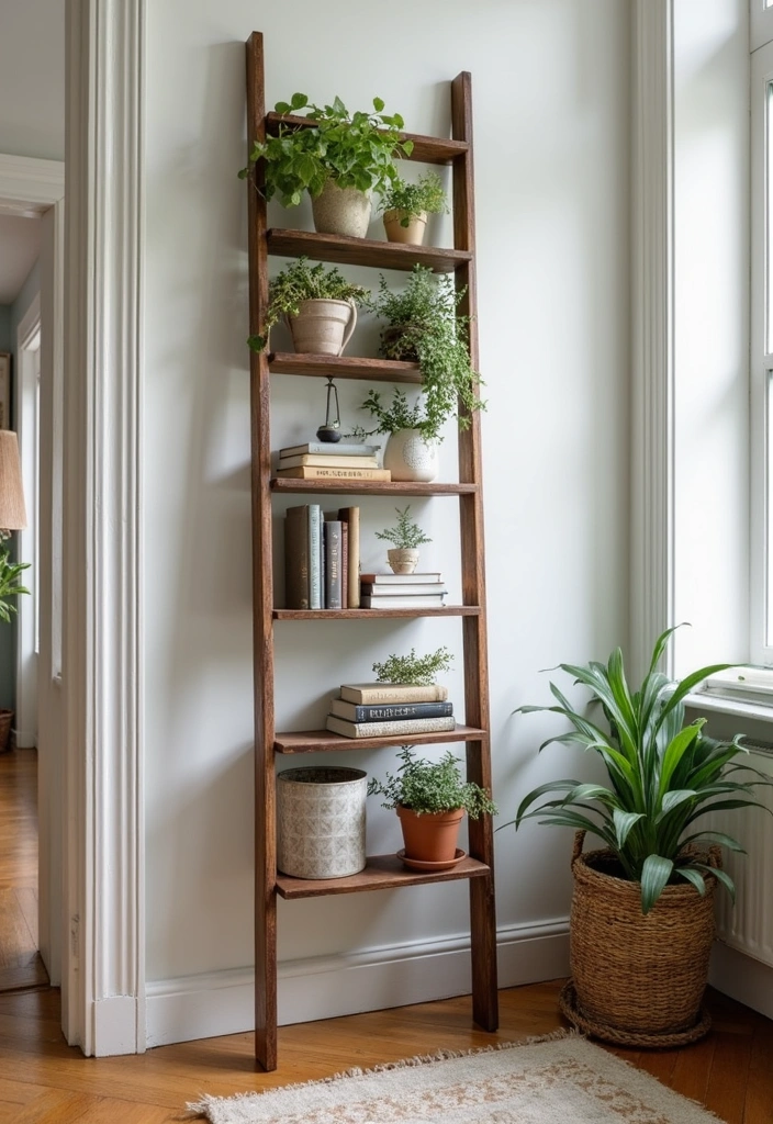 25 Stunning DIY Home Decor Ideas That'll Transform Your Space on a Budget! - 15. Vintage Ladder Shelf