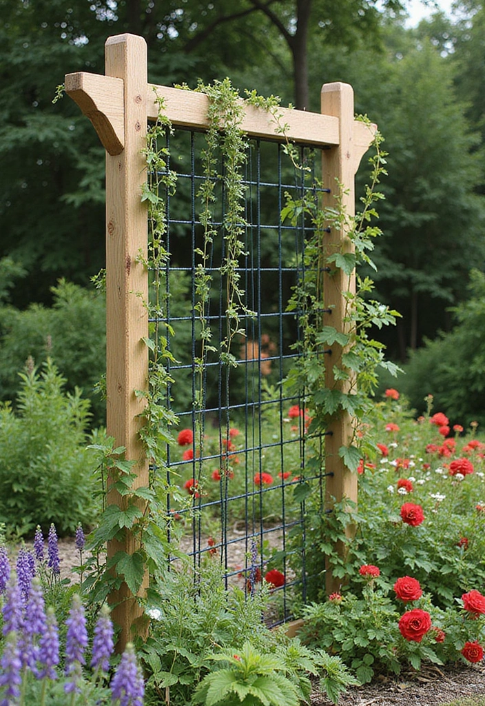 20 Stunning DIY Garden Decor Ideas That Will Make Your Neighbors Green with Envy! - 17. Garden Trellis for Climbing Plants