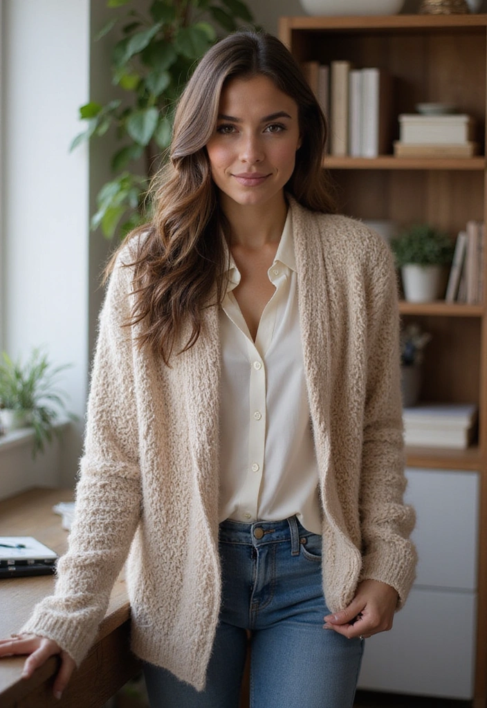 17 Professional Outfits That’ll Turn Heads in the Office (You Won't Believe #8!) - 9. Cozy Cardigans Over Blouses