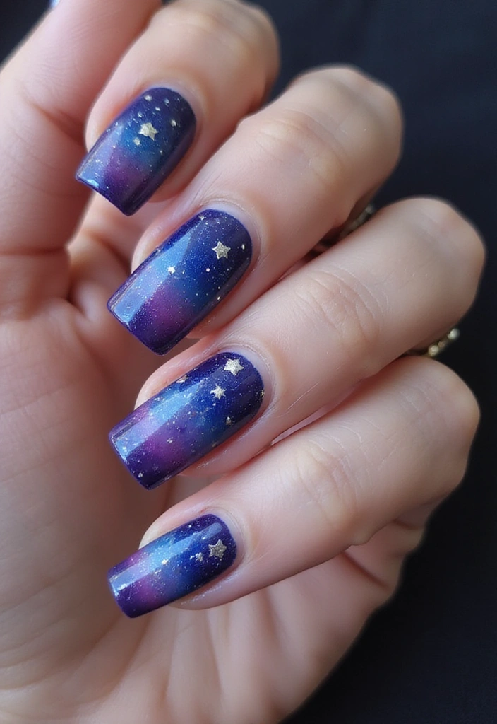 25 Gorgeous Seasonal French Nail Designs That Will Wow at Every Occasion! - 16. Galaxy Dreams