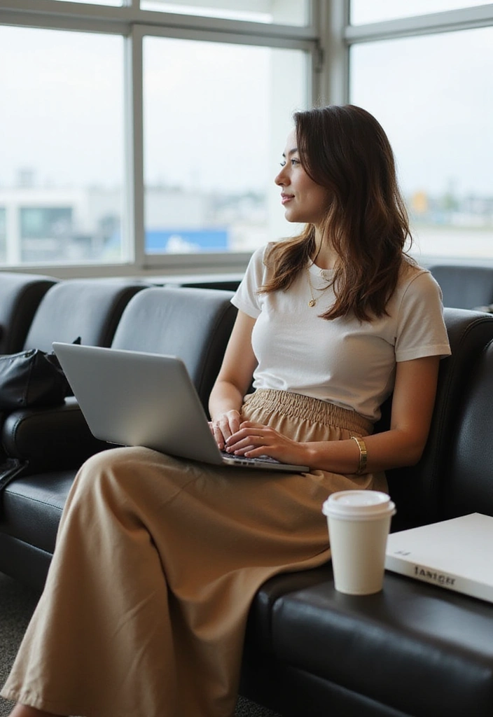 16 Travel Outfits That Are So Comfy You'll Forget You're on a Plane (#11 Is Genius!) - 5. Maxi Skirt and Basic Tee