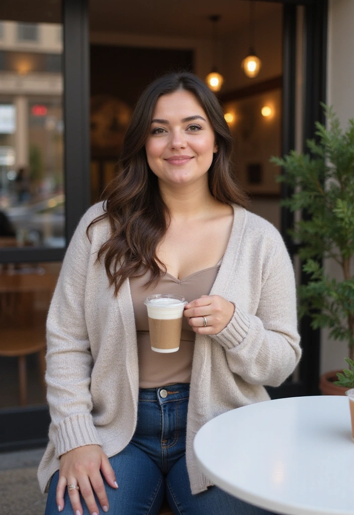14 Flattering Plus Size Outfits That'll Boost Your Confidence (Wait Until You See #9!) - 13. Soft Cardigan Over a Camisole