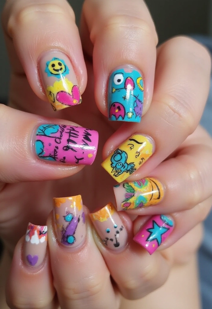 30 Creative Nail Design Inspirations for Summer 2025 (Get Ready to Be Inspired!) - 30. Whimsical Patterns