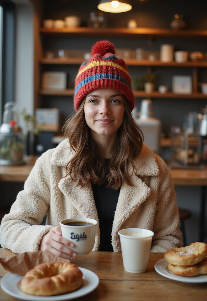 14 Chill Winter Outfits That Keep You Warm and Stylish (You Won’t Believe #4!) - 5. Sherpa Jacket with Knit Beanie