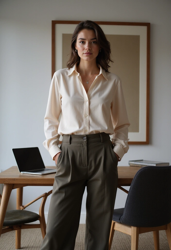 12 WFH Outfits That'll Make You Never Want to Leave Your House Again (Especially #6!) - 8. Flowy Blouse and Comfy Trousers