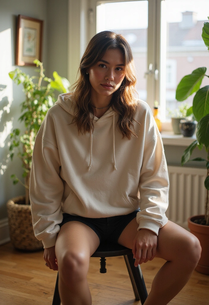 12 WFH Outfits That'll Make You Never Want to Leave Your House Again (Especially #6!) - 7. Oversized Hoodie and Bike Shorts