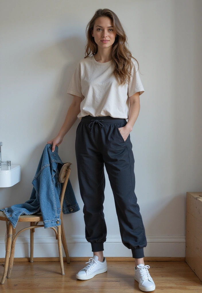 10 Chill Outfits That Redefine Casual Chic (You’ll Want to Copy #3 Right Now!) - 2. Sporty-Casual: Joggers and a Cropped Tee
