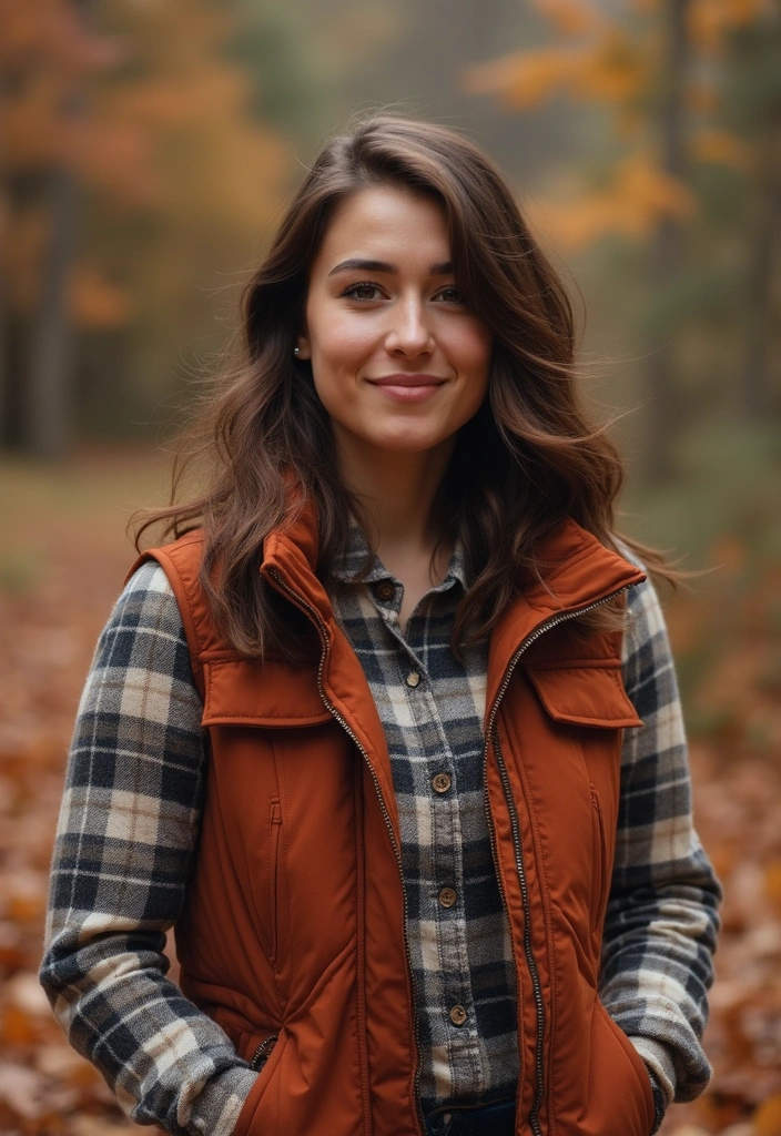 14 Chill Winter Outfits That Keep You Warm and Stylish (You Won’t Believe #4!) - 7. Quilted Vest Over a Flannel Shirt