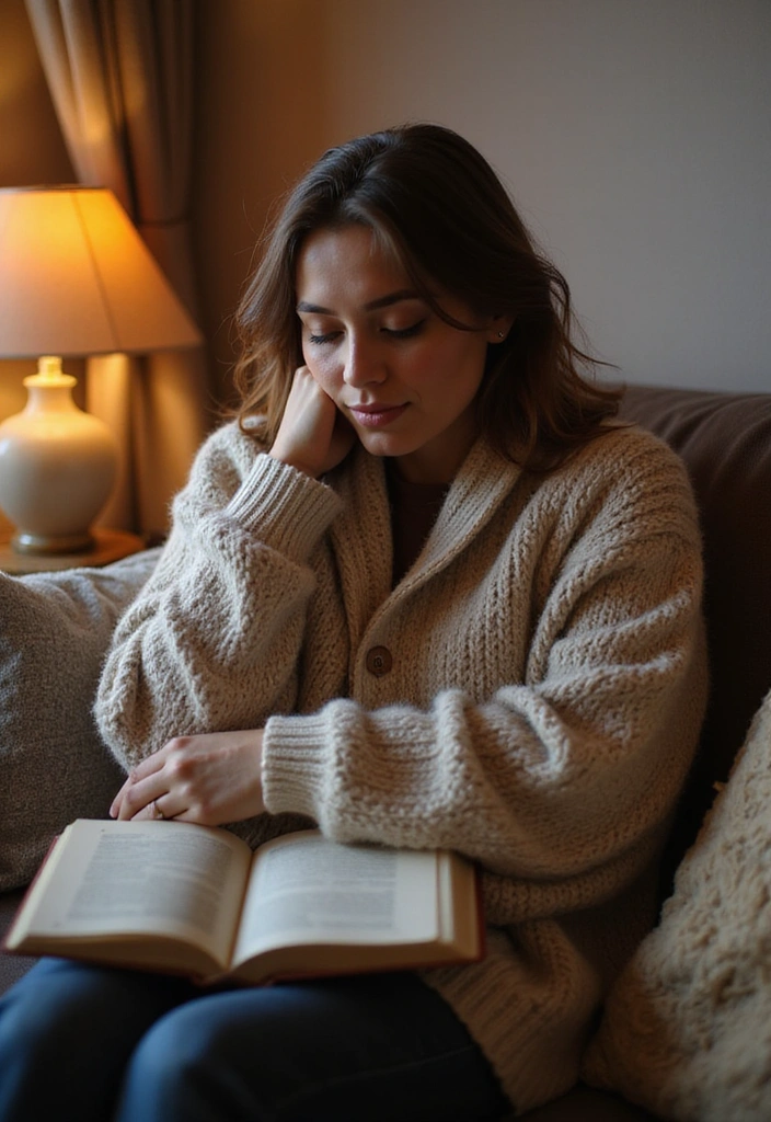 14 Chill Winter Outfits That Keep You Warm and Stylish (You Won’t Believe #4!) - 8. Chunky Cardigan with Straight-Leg Jeans