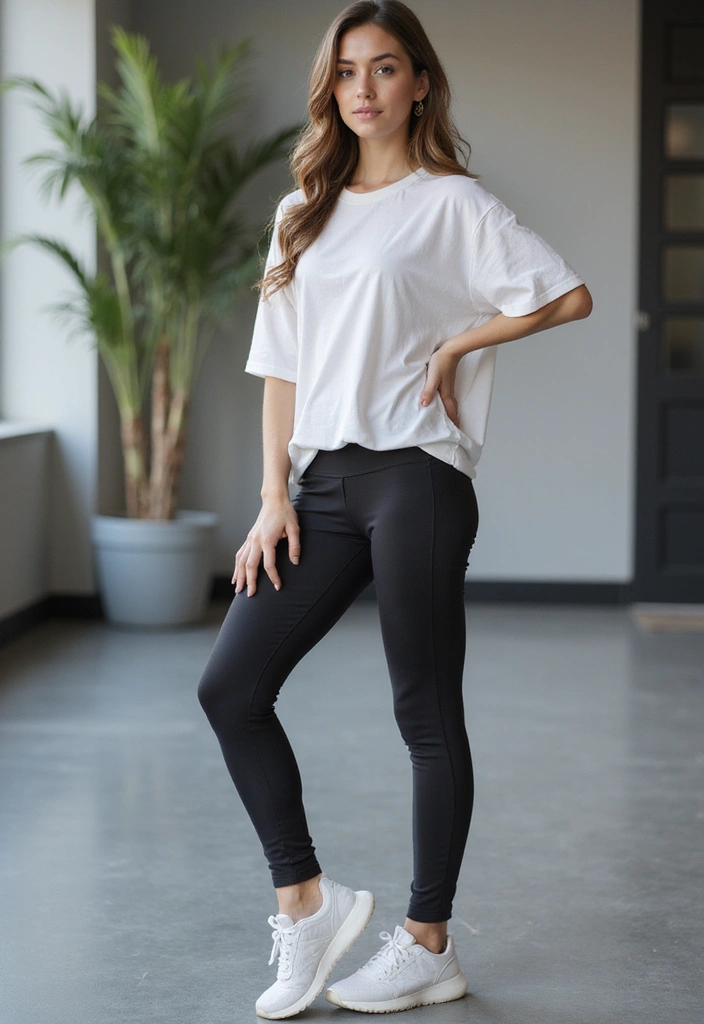 10 Chill Outfits That Redefine Casual Chic (You’ll Want to Copy #3 Right Now!) - 7. Stylish Athleisure: Leggings and an Oversized Tee